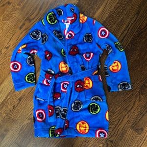 Plush Robe Avengers sz 6 kids EUC blue